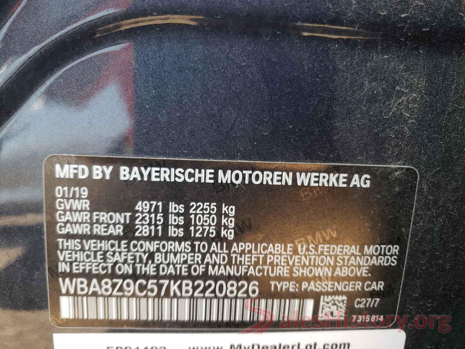 WBA8Z9C57KB220826 2019 BMW 3 SERIES