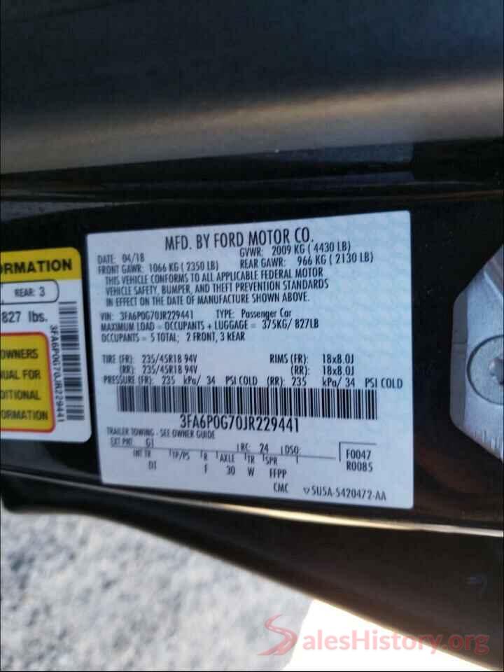 3FA6P0G70JR229441 2018 FORD FUSION