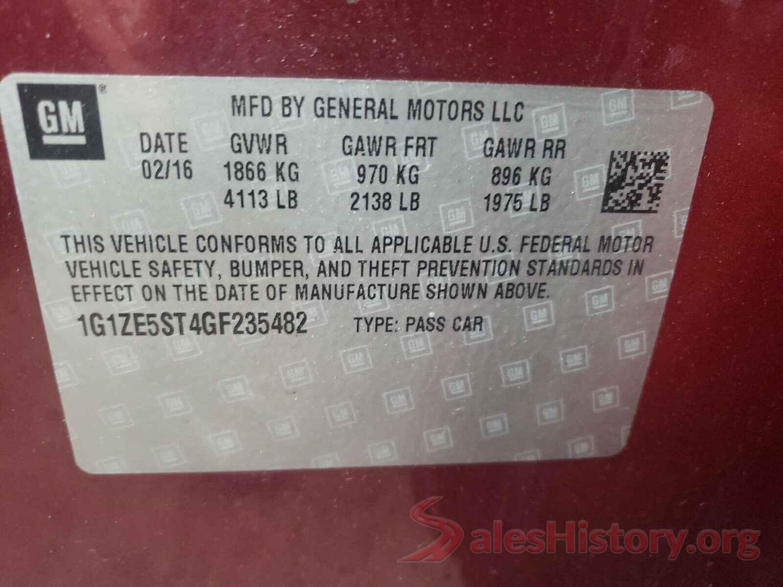 1G1ZE5ST4GF235482 2016 CHEVROLET MALIBU