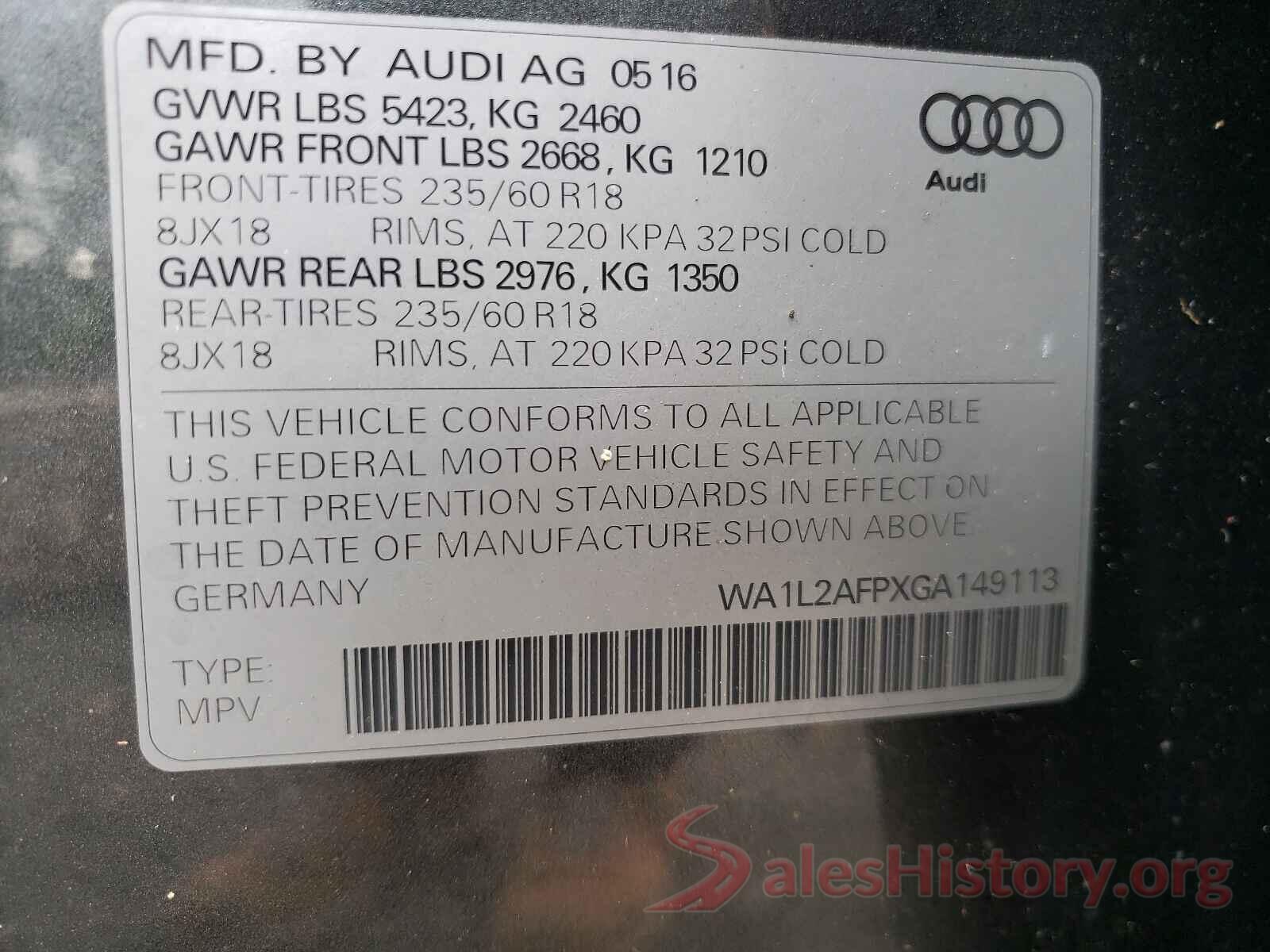 WA1L2AFPXGA149113 2016 AUDI Q5