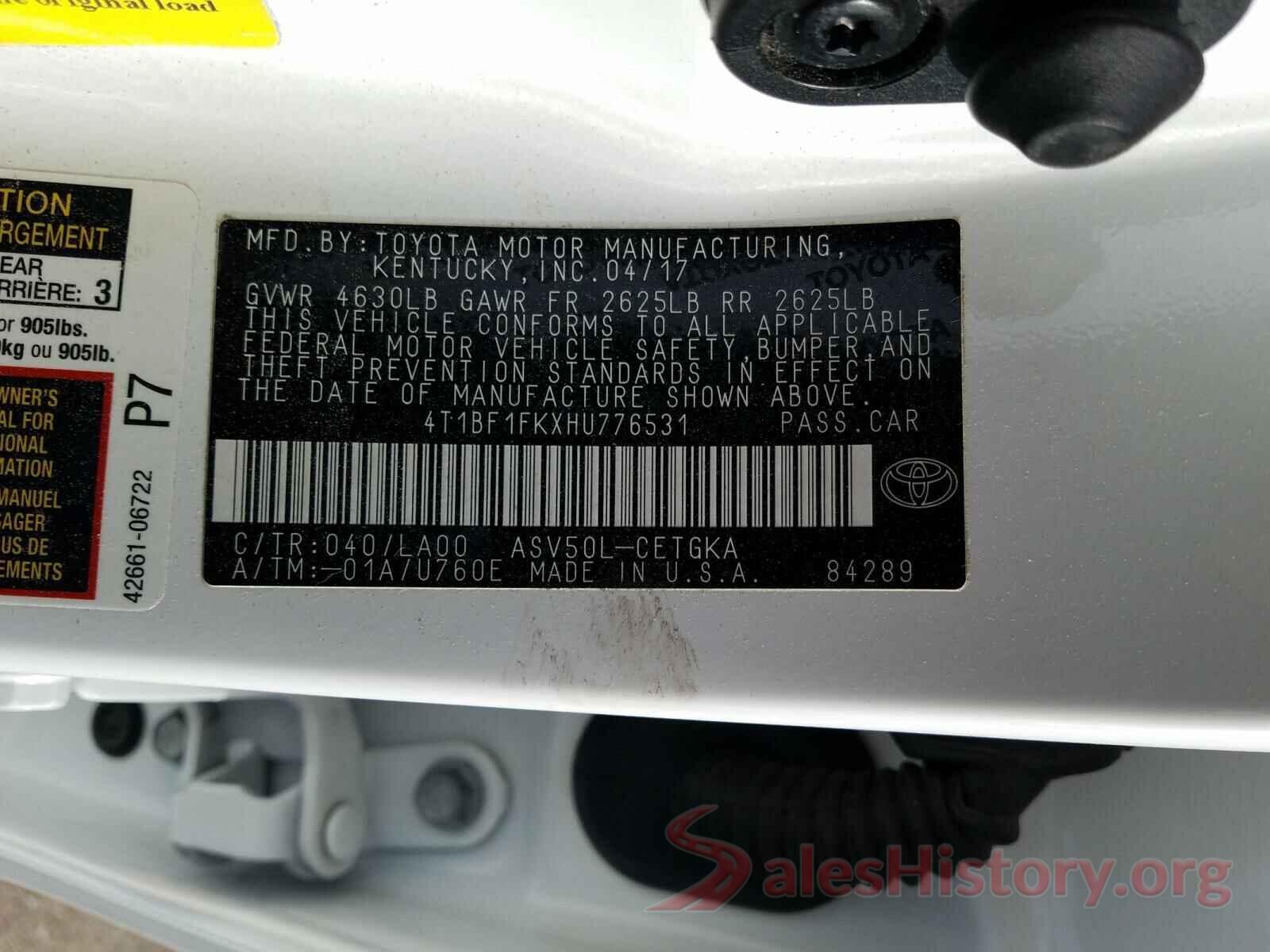 4T1BF1FKXHU776531 2017 TOYOTA CAMRY