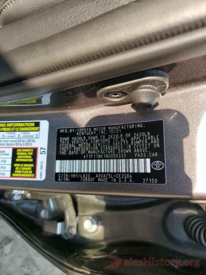 4T1F11BK1NU050333 2022 TOYOTA CAMRY