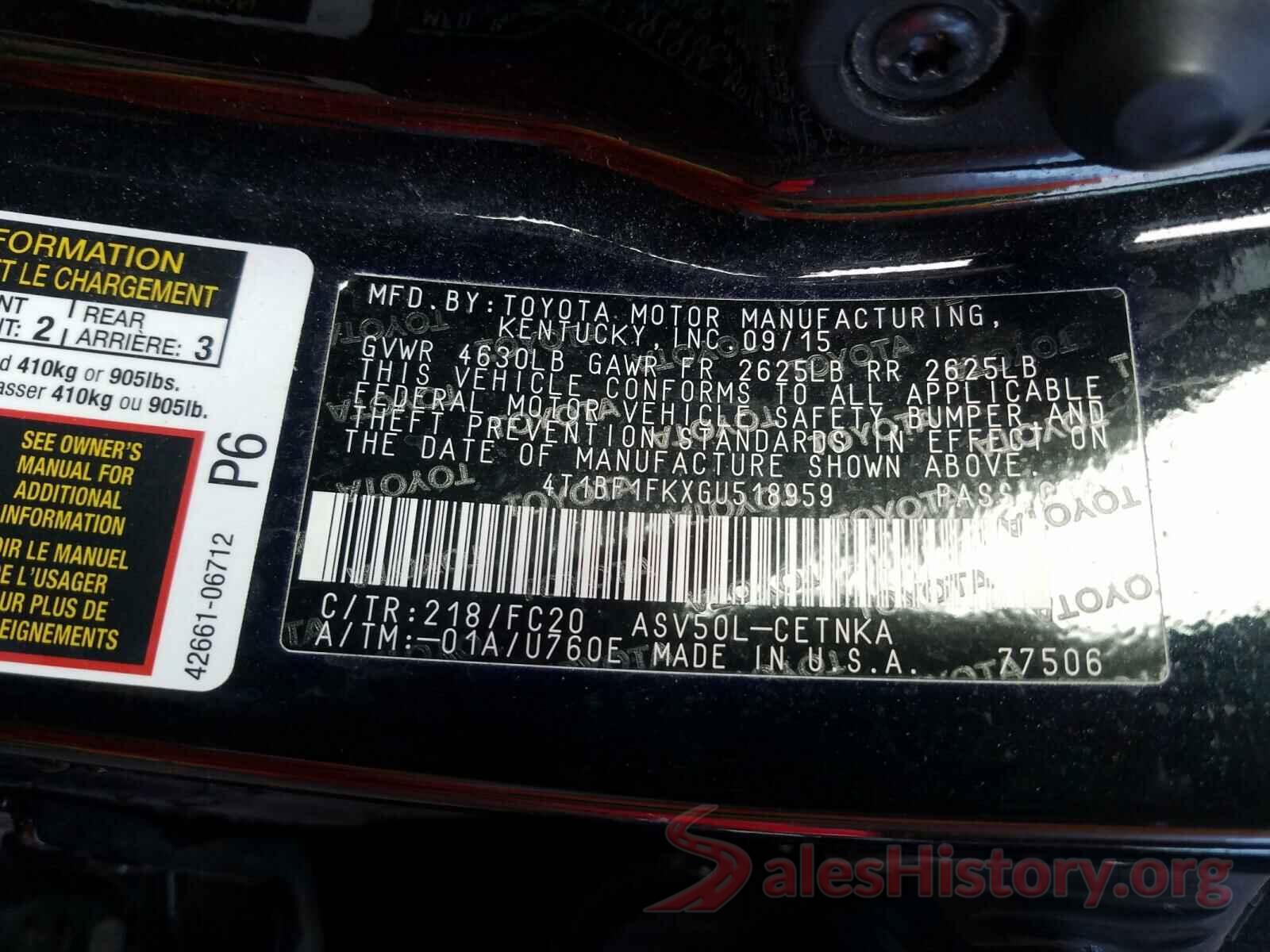 4T1BF1FKXGU518959 2016 TOYOTA CAMRY