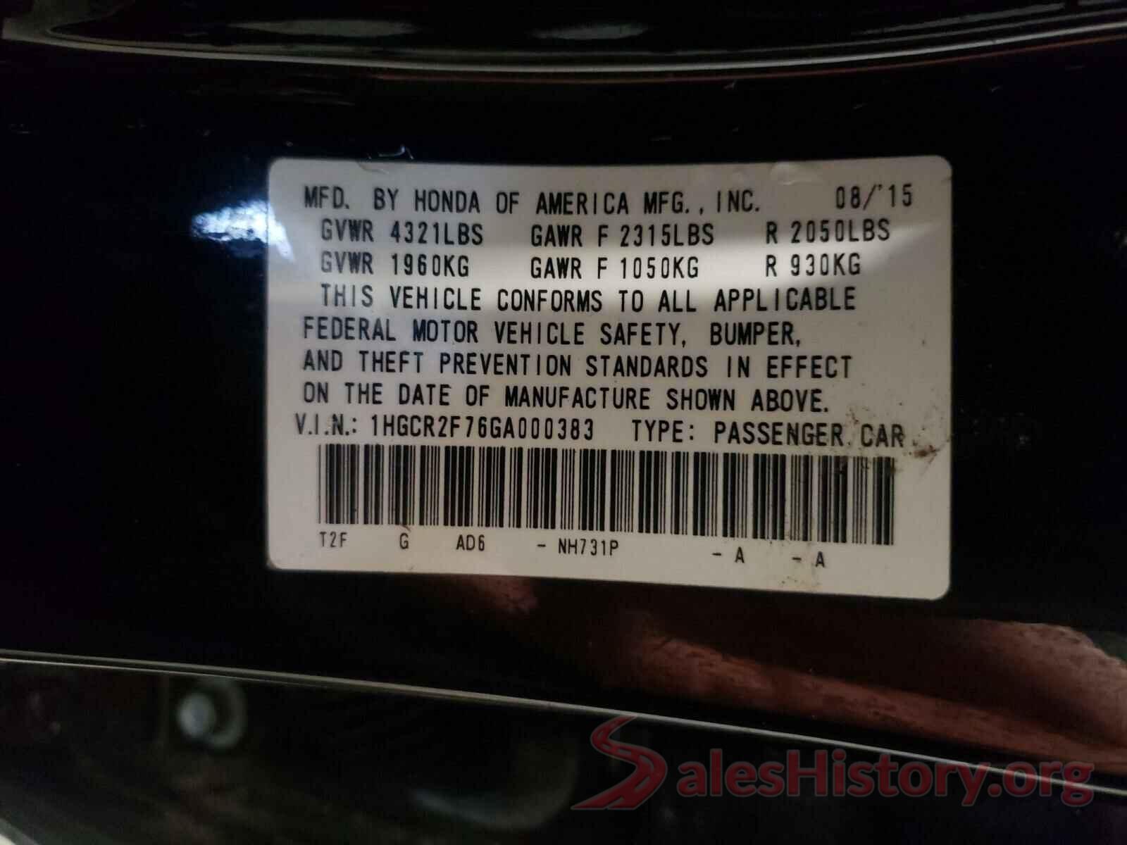 1HGCR2F76GA000383 2016 HONDA ACCORD