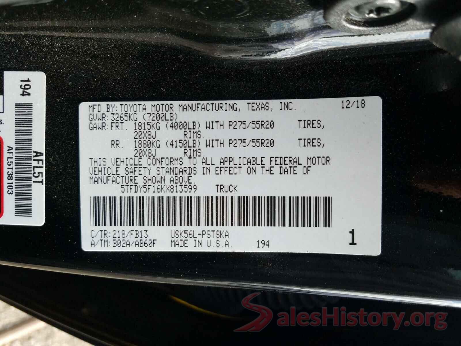 5TFDY5F16KX813599 2019 TOYOTA TUNDRA