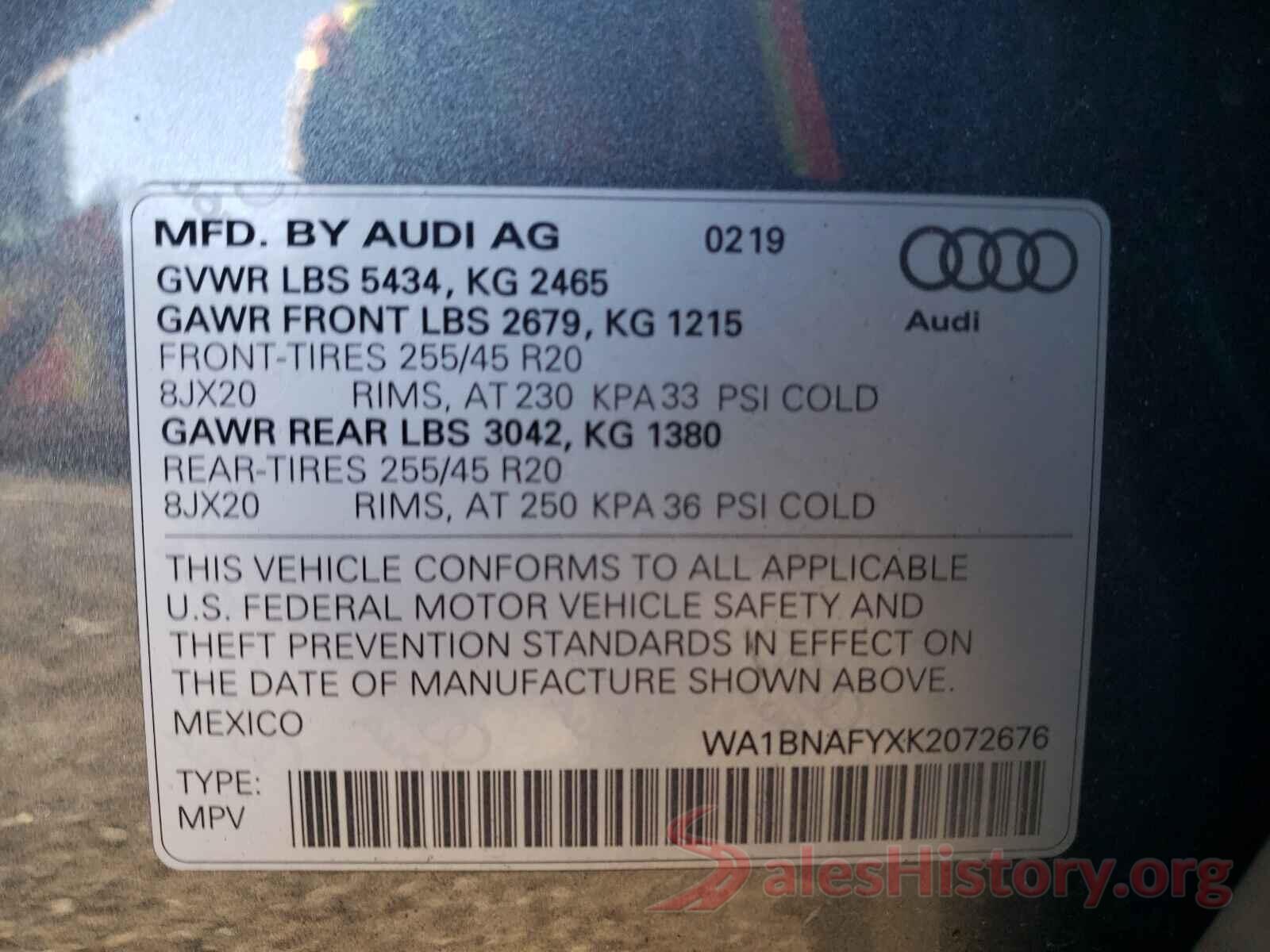 WA1BNAFYXK2072676 2019 AUDI Q5