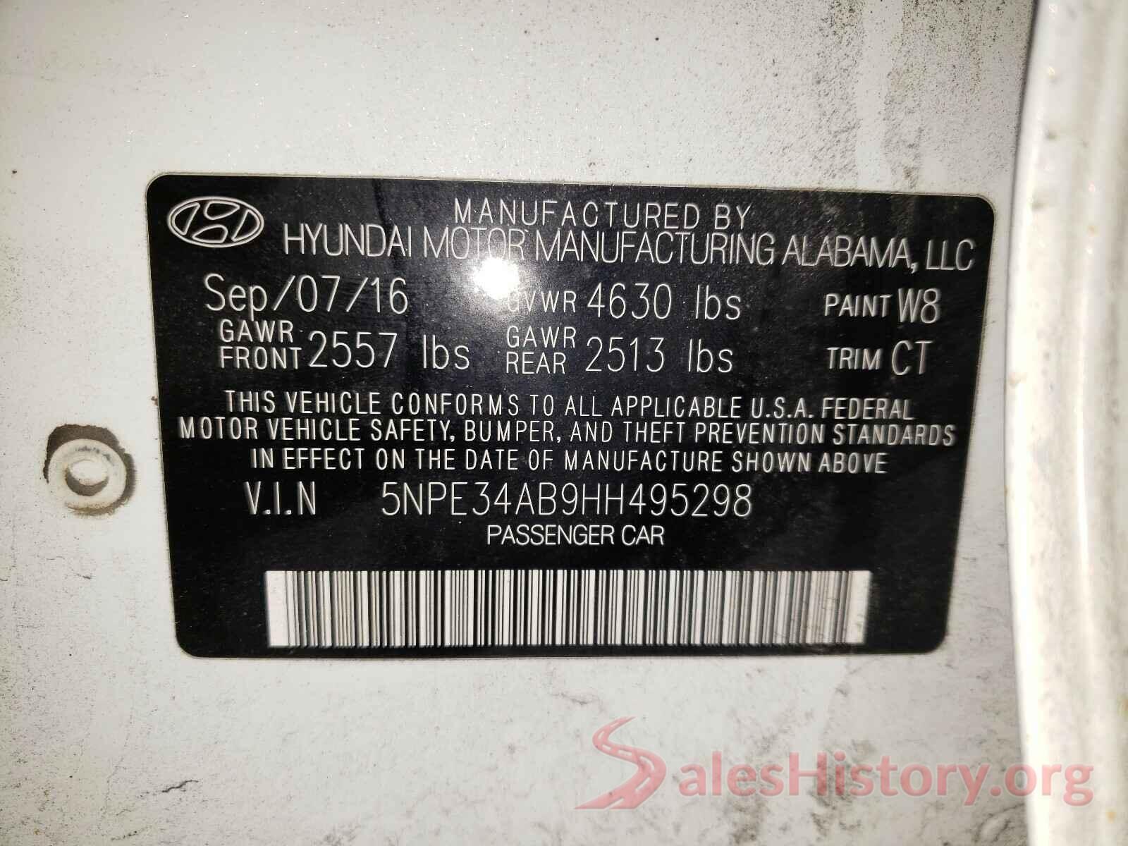 5NPE34AB9HH495298 2017 HYUNDAI SONATA