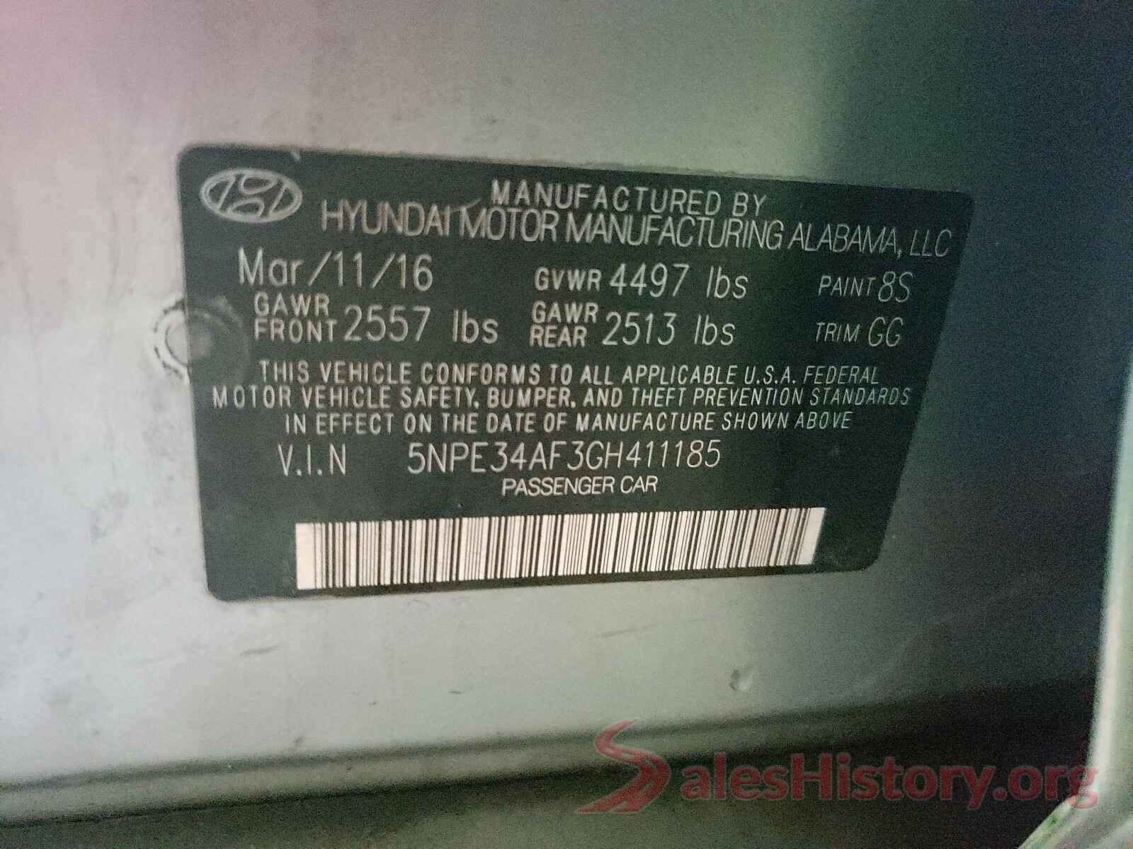 5NPE34AF3GH411185 2016 HYUNDAI SONATA