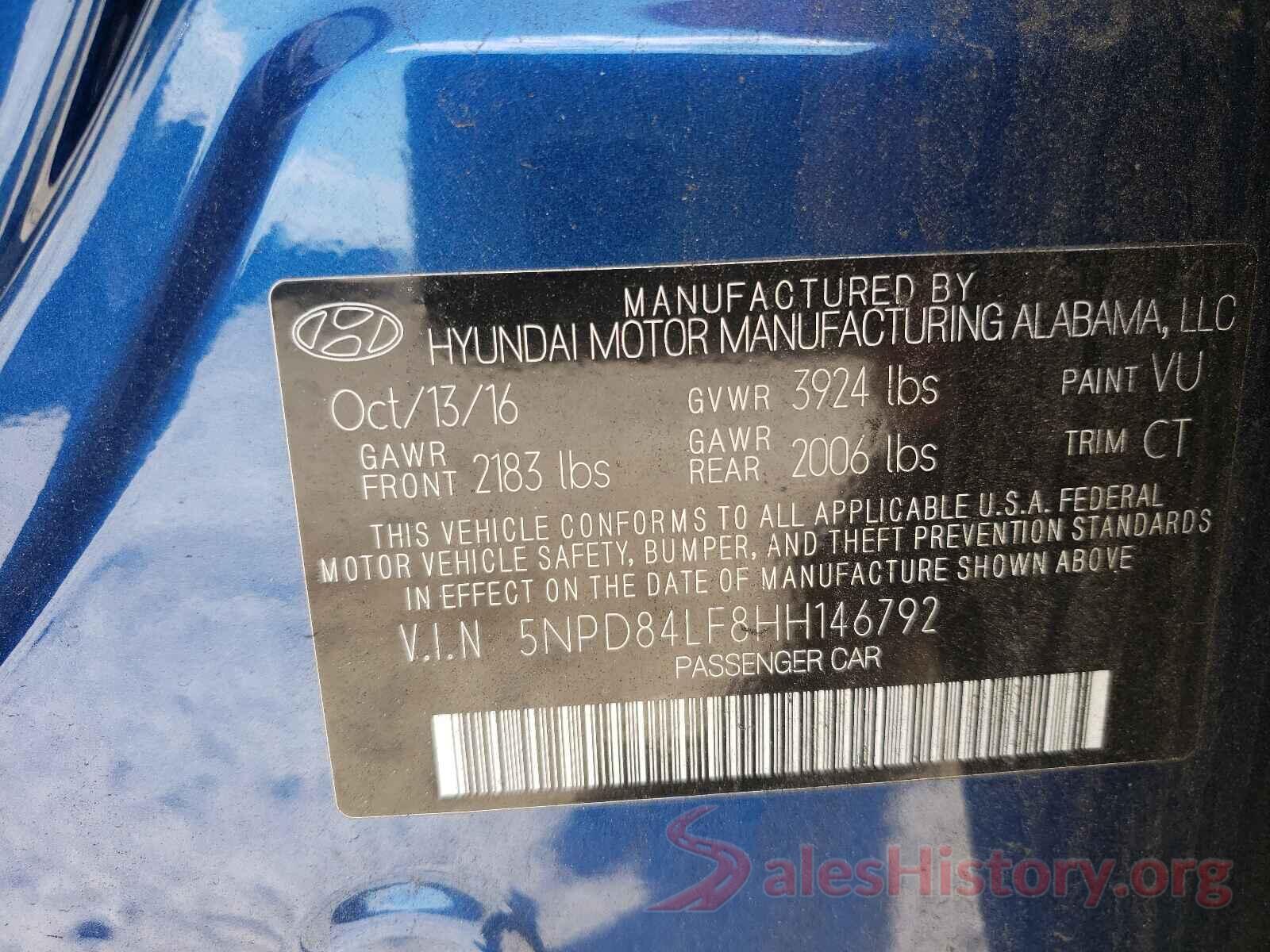 5NPD84LF8HH146792 2017 HYUNDAI ELANTRA