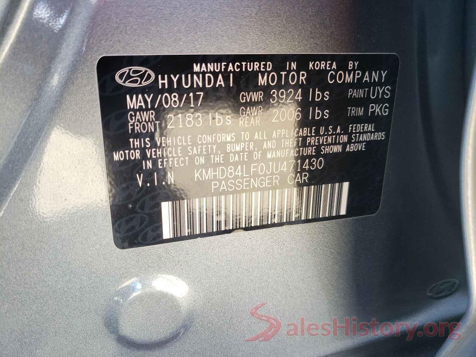 KMHD84LF0JU471430 2018 HYUNDAI ELANTRA