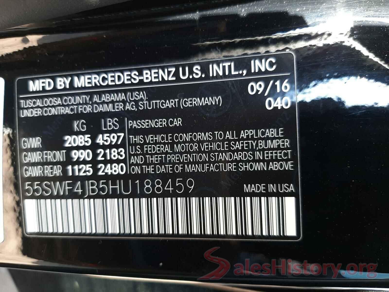 55SWF4JB5HU188459 2017 MERCEDES-BENZ C CLASS