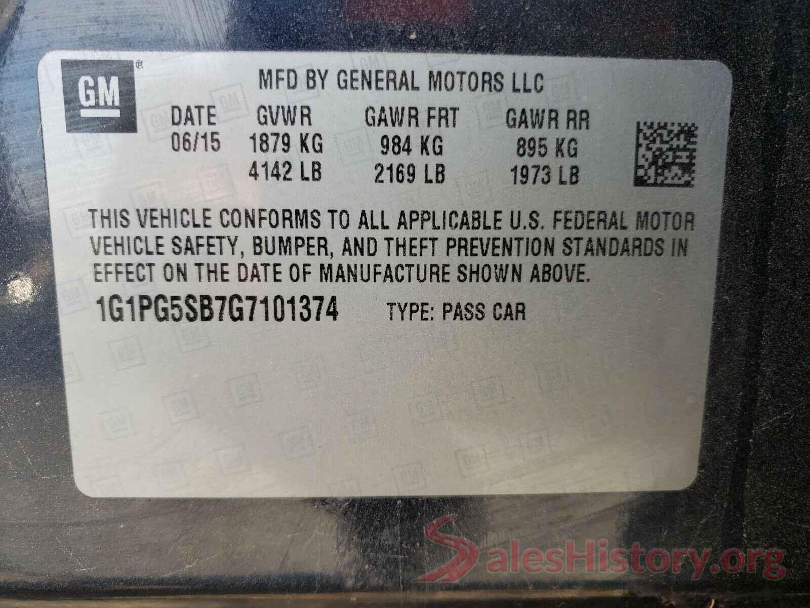 1G1PG5SB7G7101374 2016 CHEVROLET CRUZE