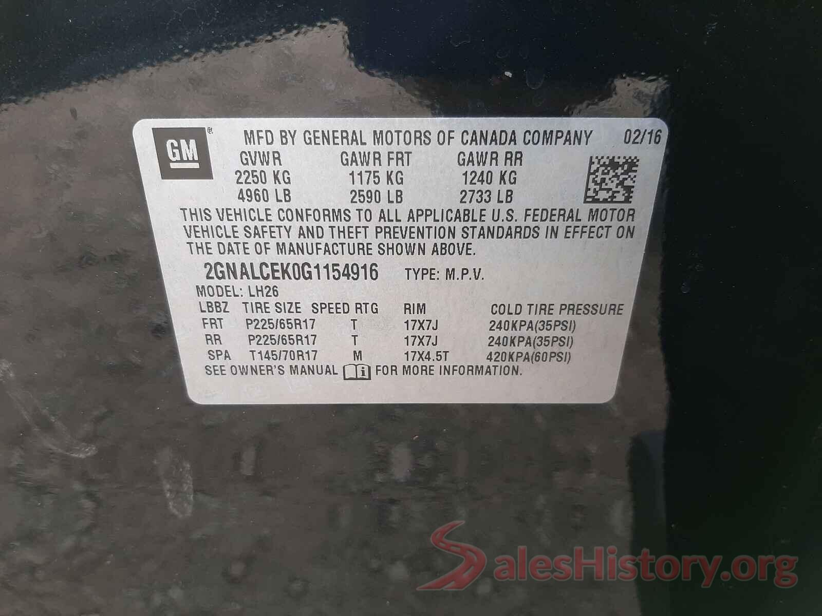 2GNALCEK0G1154916 2016 CHEVROLET EQUINOX