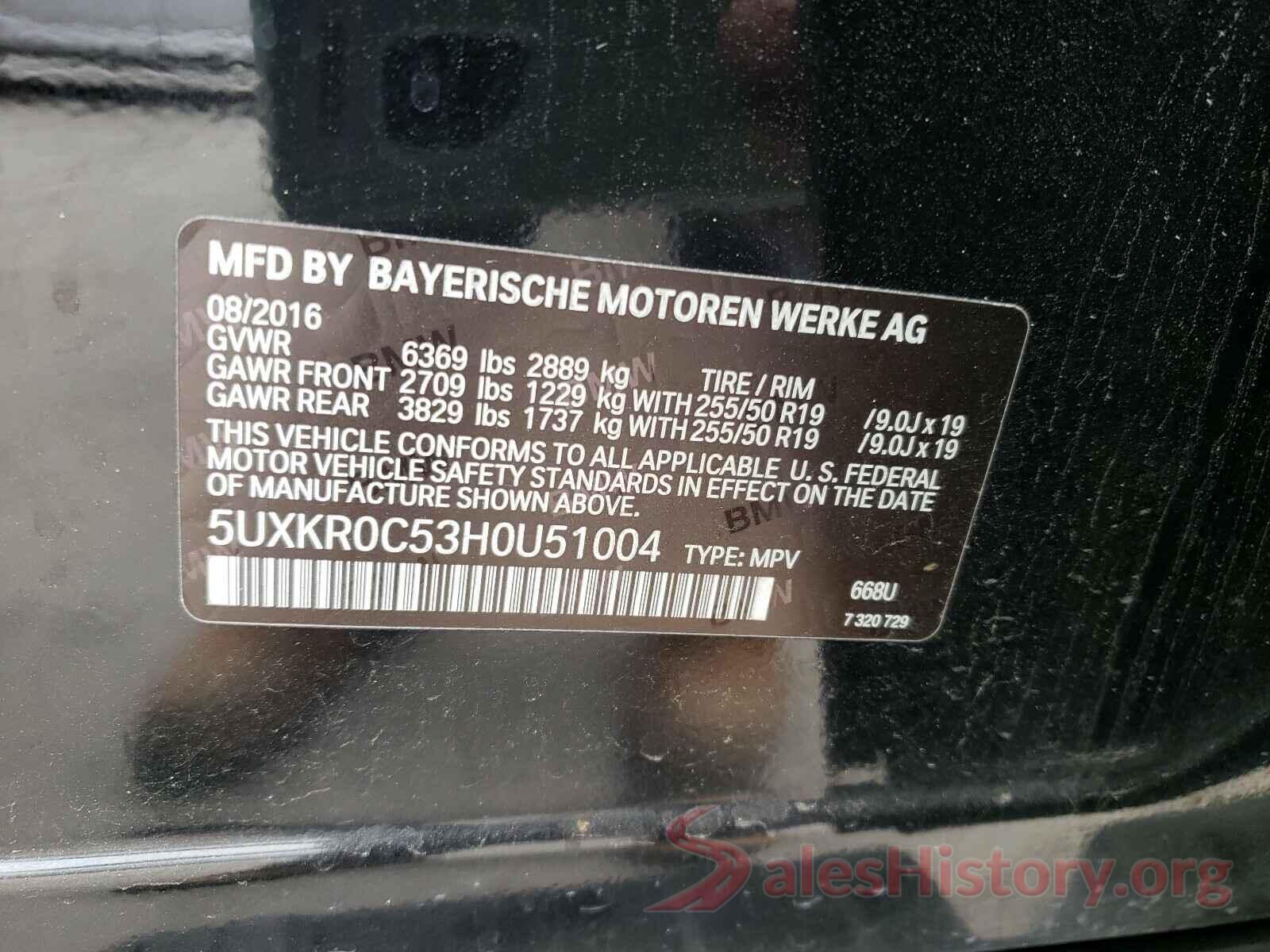 5UXKR0C53H0U51004 2017 BMW X5