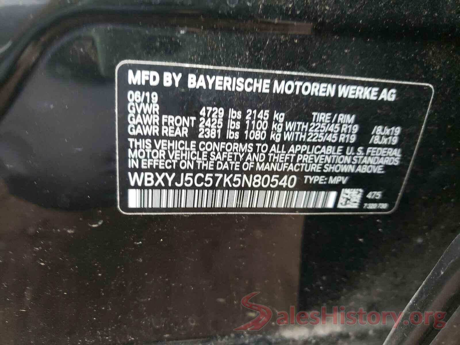 WBXYJ5C57K5N80540 2019 BMW X2