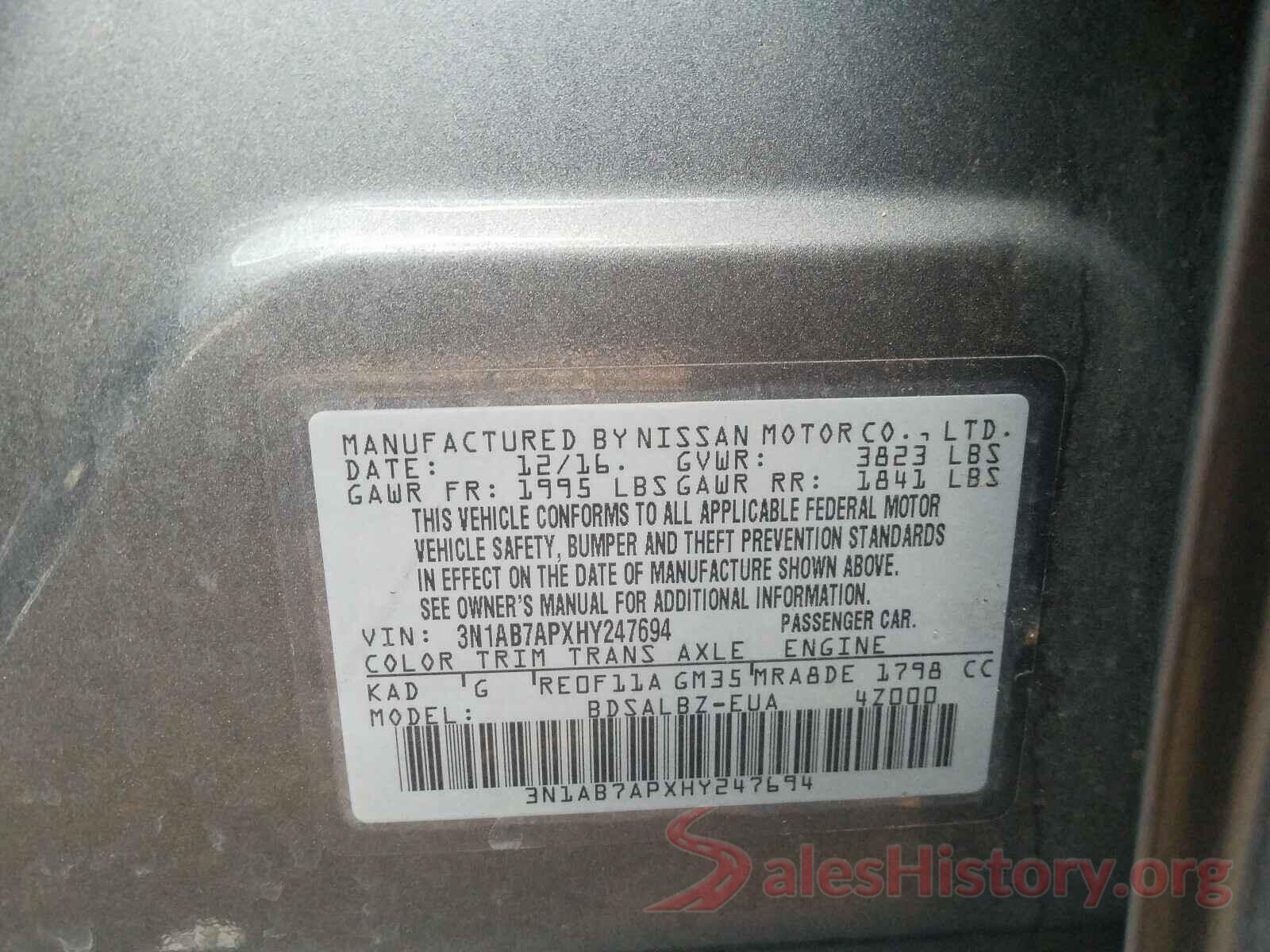 3N1AB7APXHY247694 2017 NISSAN SENTRA