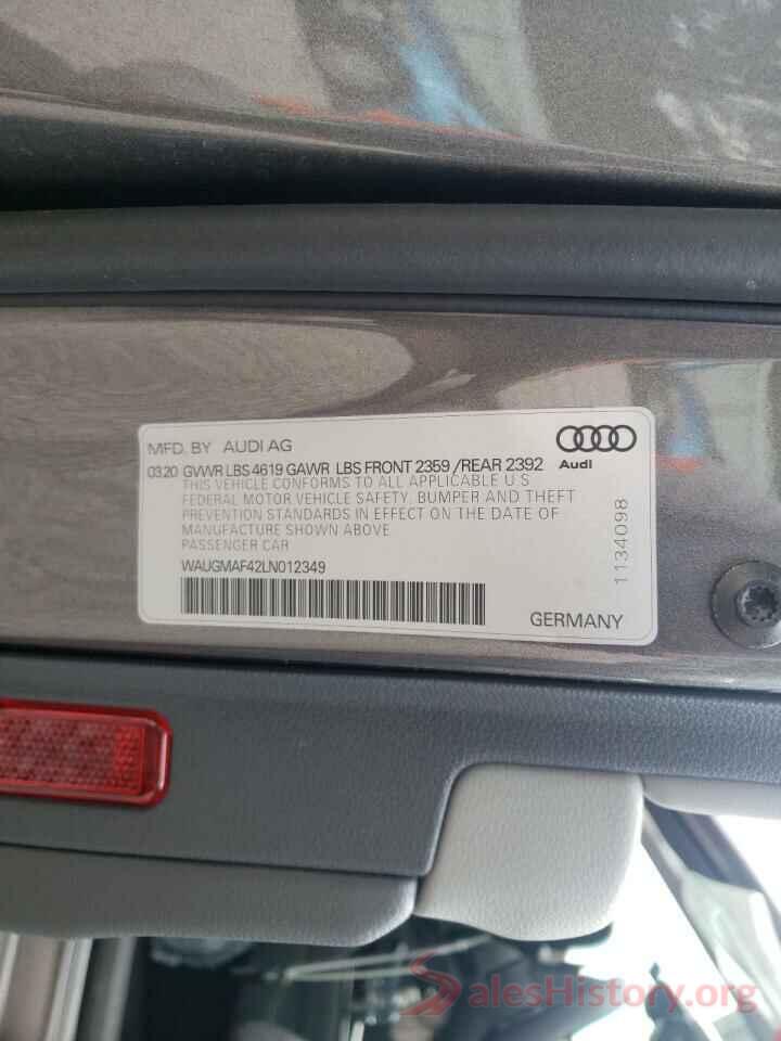 WAUGMAF42LN012349 2020 AUDI A4