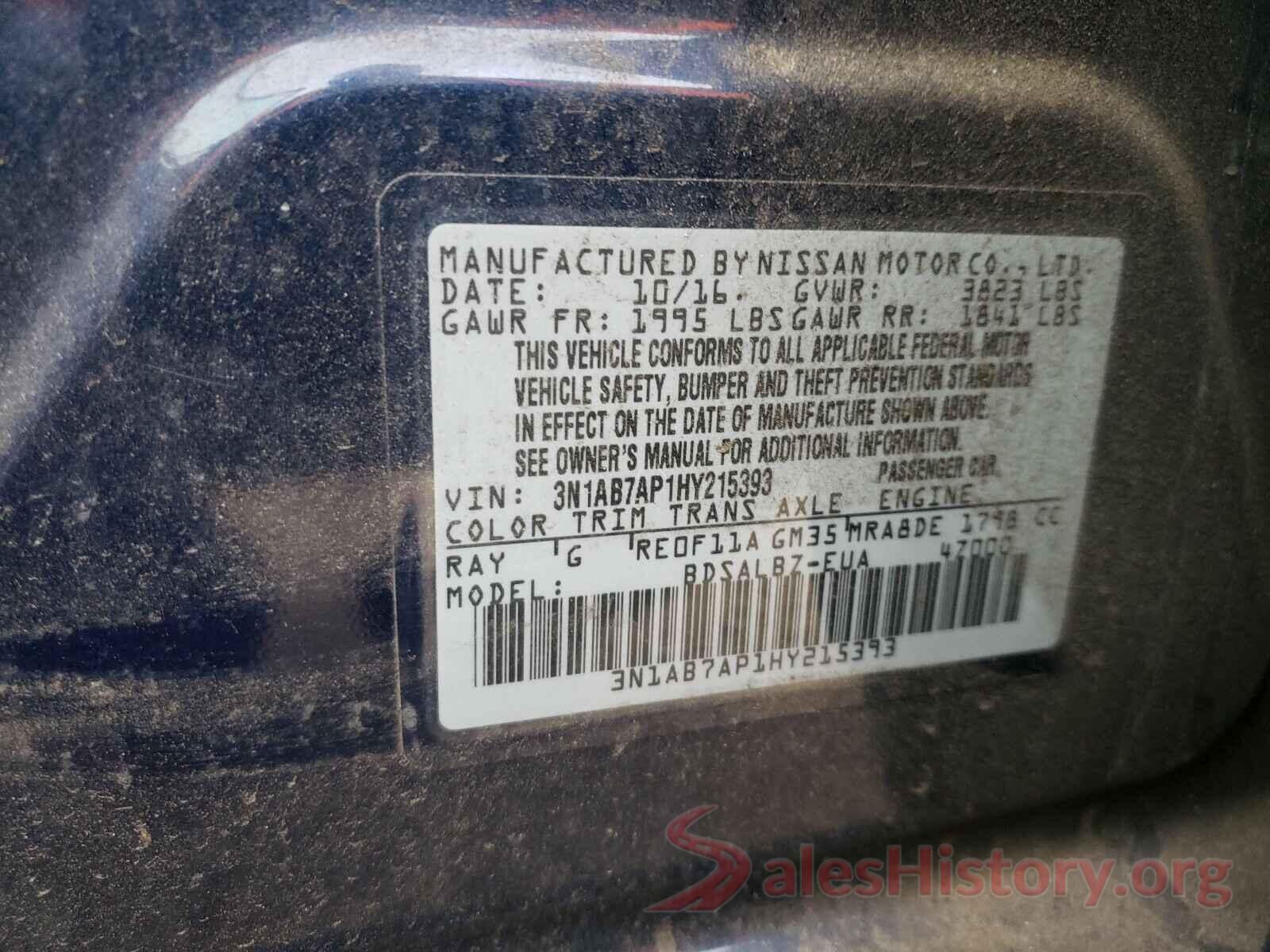 3N1AB7AP1HY215393 2017 NISSAN SENTRA