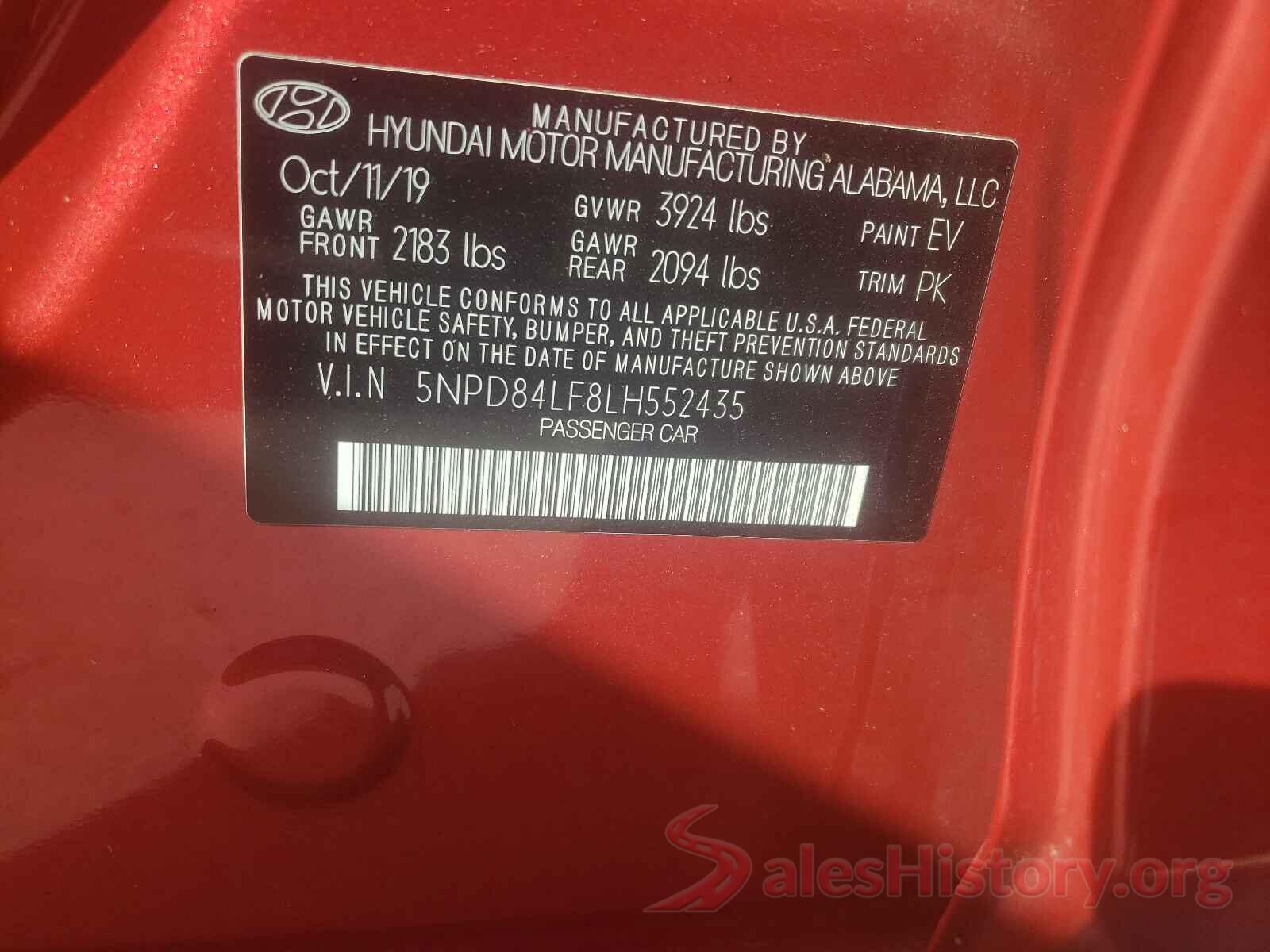 5NPD84LF8LH552435 2020 HYUNDAI ELANTRA