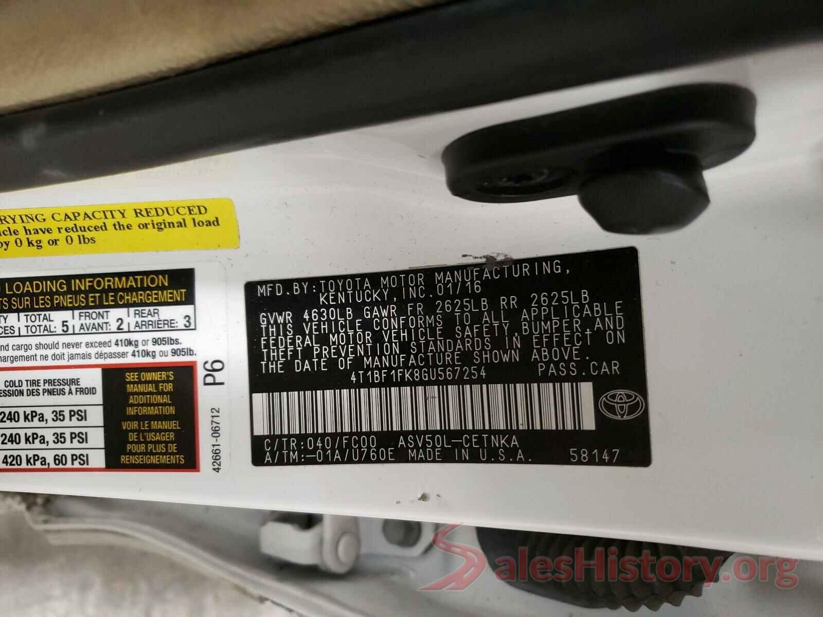 4T1BF1FK8GU567254 2016 TOYOTA CAMRY