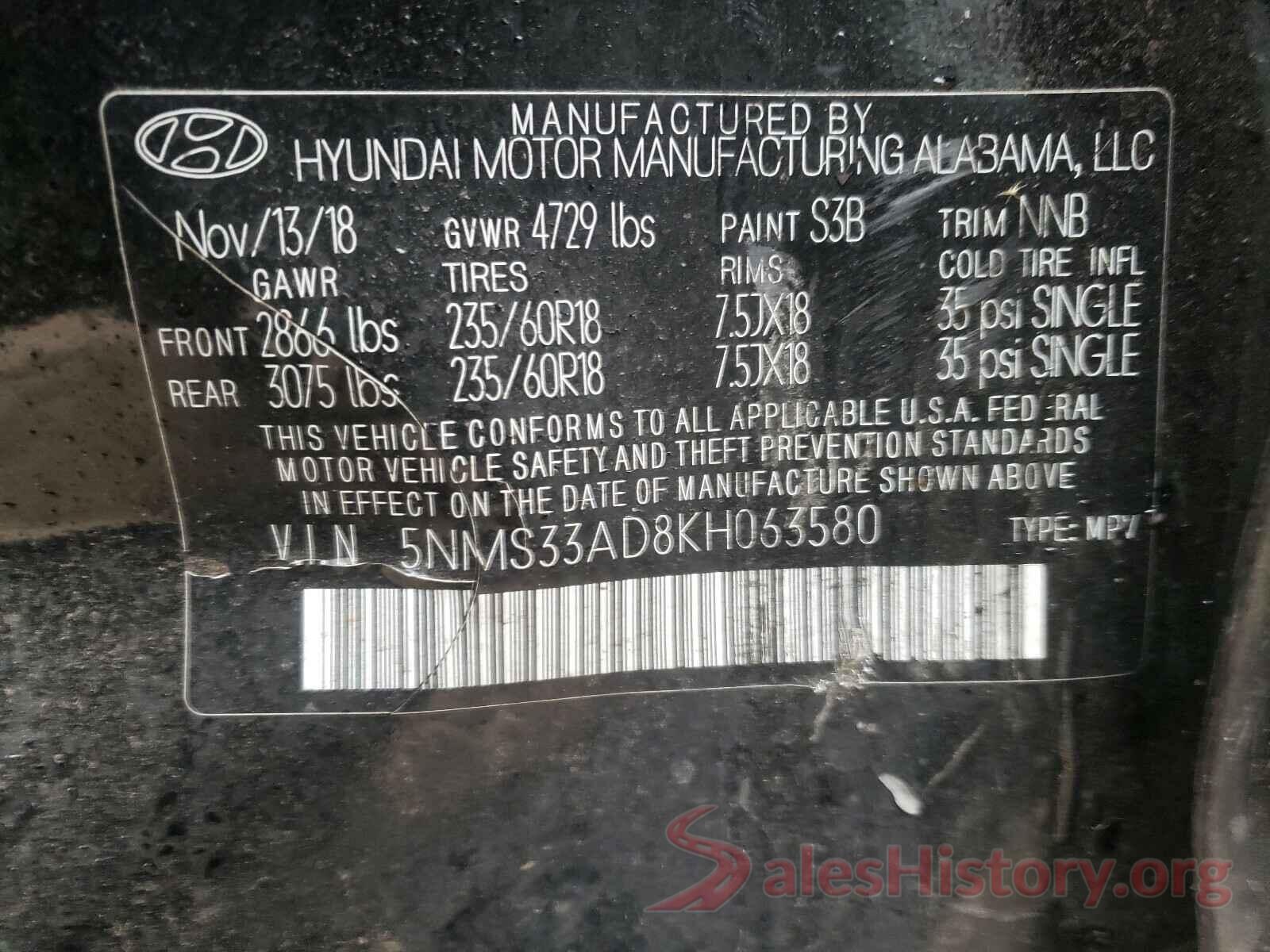 5NMS33AD8KH063580 2019 HYUNDAI SANTA FE