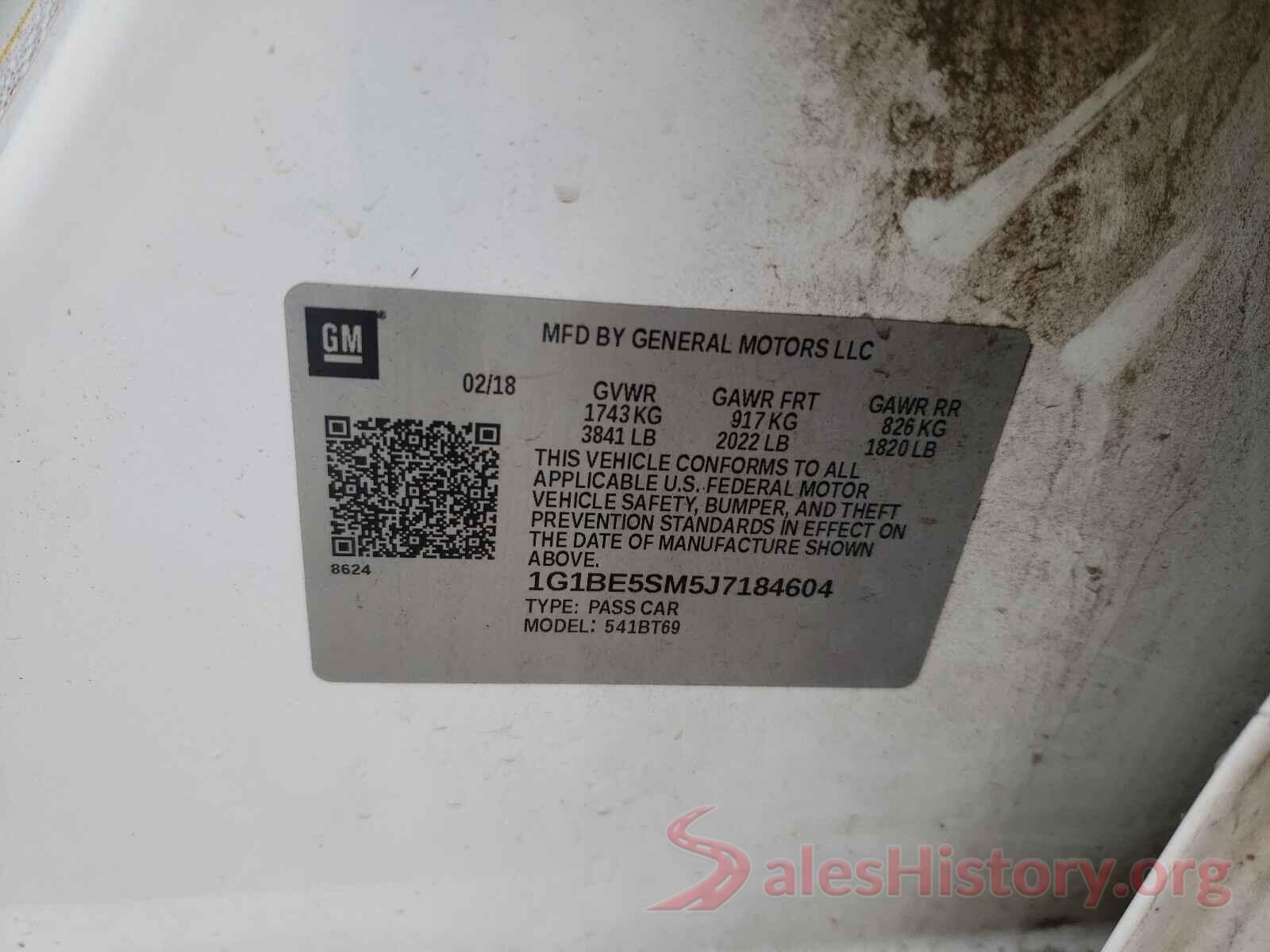 1G1BE5SM5J7184604 2018 CHEVROLET CRUZE