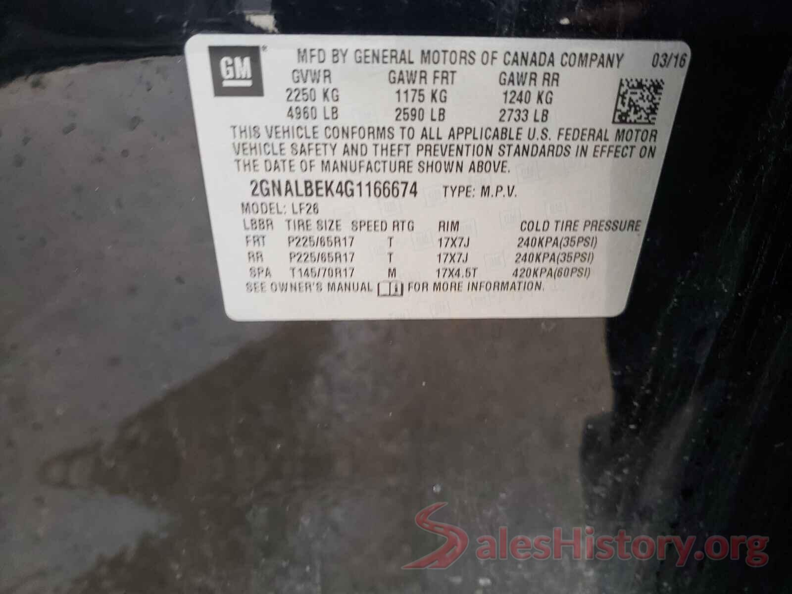 2GNALBEK4G1166674 2016 CHEVROLET EQUINOX