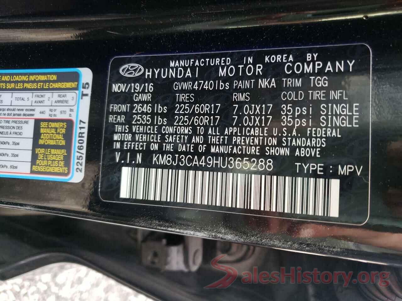 KM8J3CA49HU365288 2017 HYUNDAI TUCSON