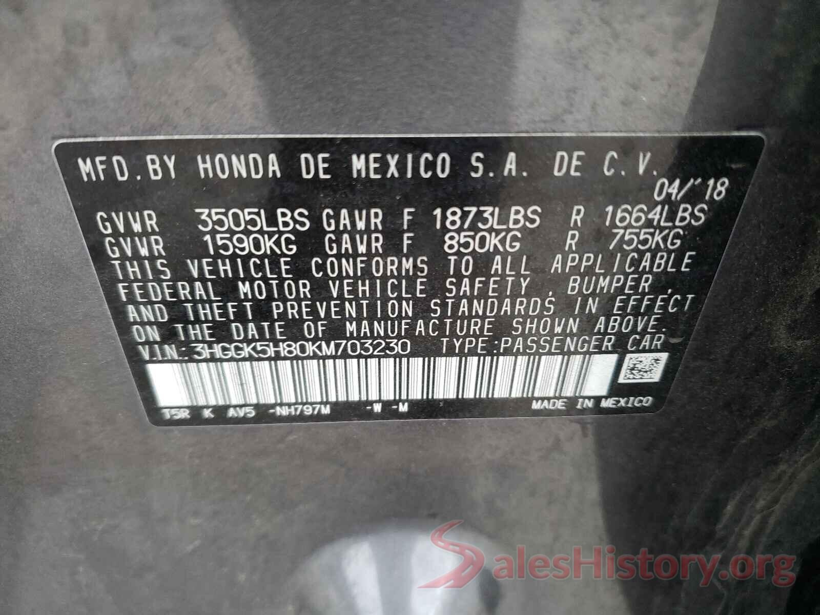 3HGGK5H80KM703230 2019 HONDA FIT