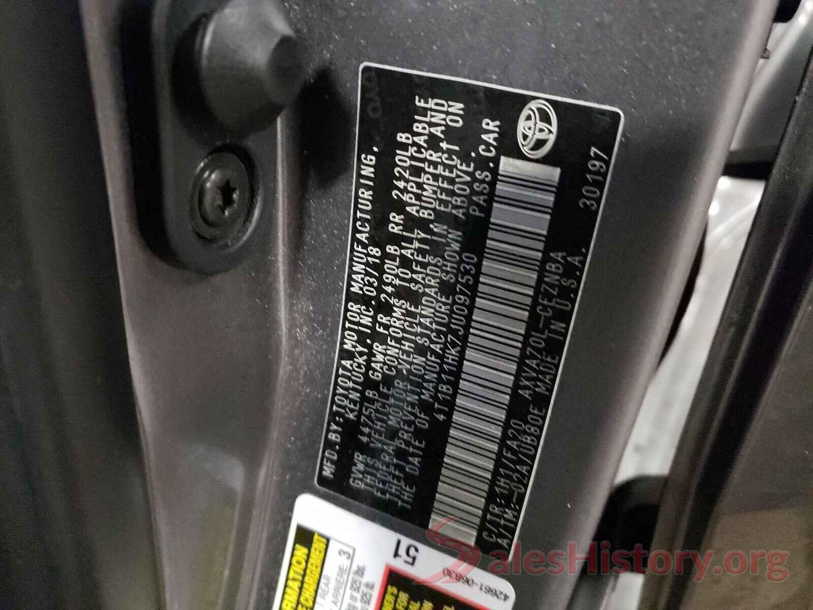 4T1B11HK7JU097530 2018 TOYOTA CAMRY