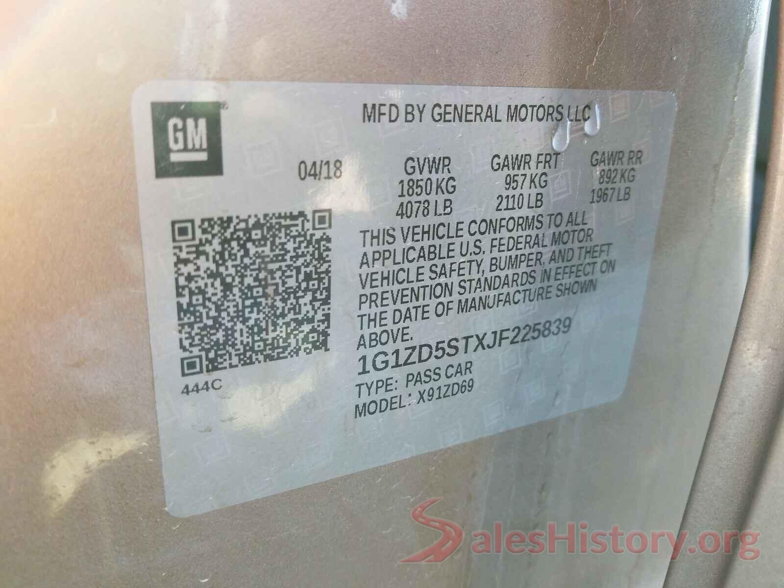 1G1ZD5STXJF225839 2018 CHEVROLET MALIBU