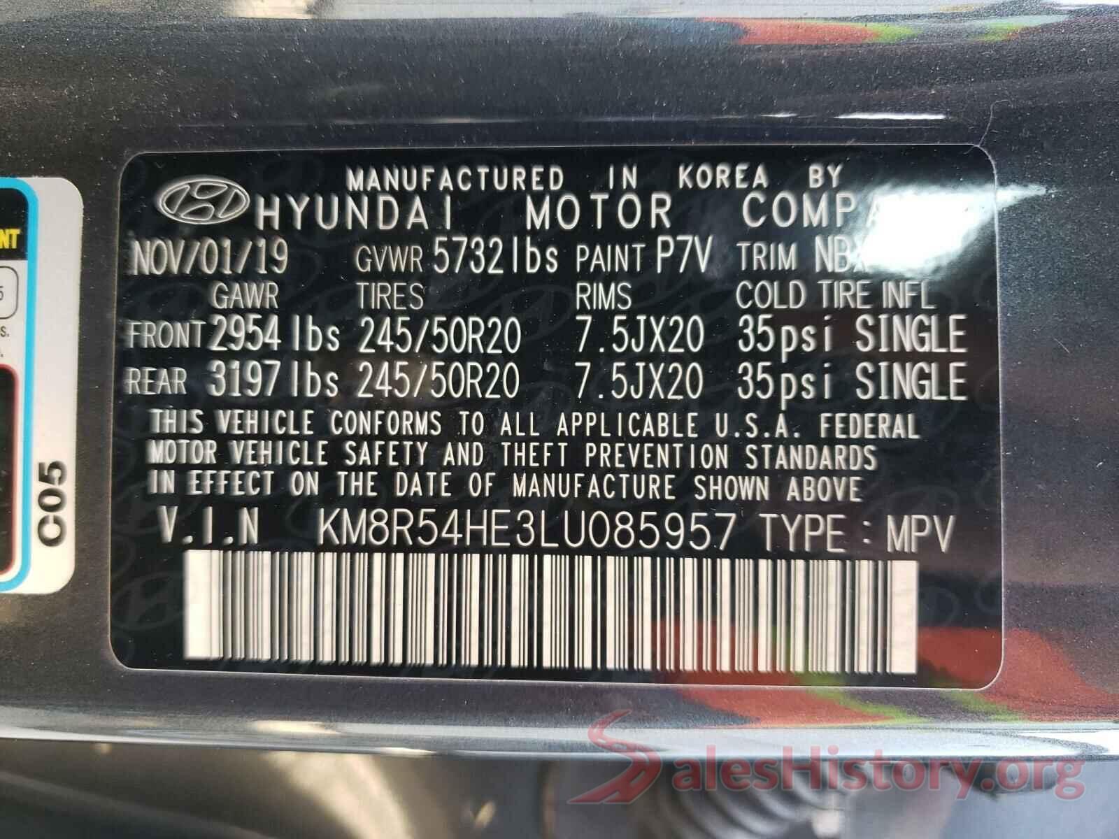 KM8R54HE3LU085957 2020 HYUNDAI PALISADE