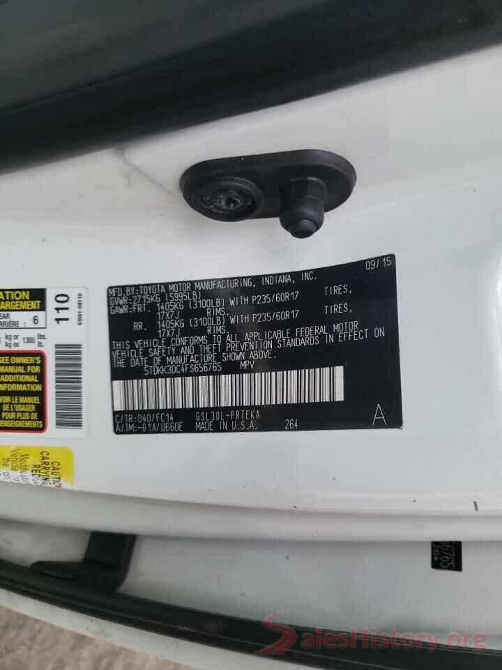 5TDKK3DC4FS656765 2015 TOYOTA SIENNA