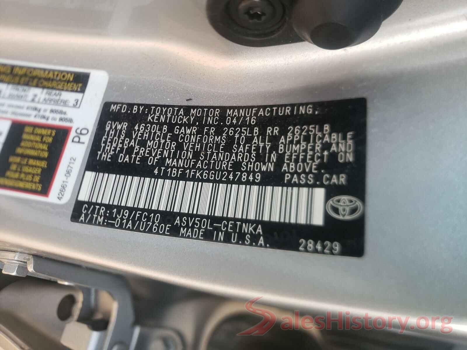 4T1BF1FK6GU247849 2016 TOYOTA CAMRY