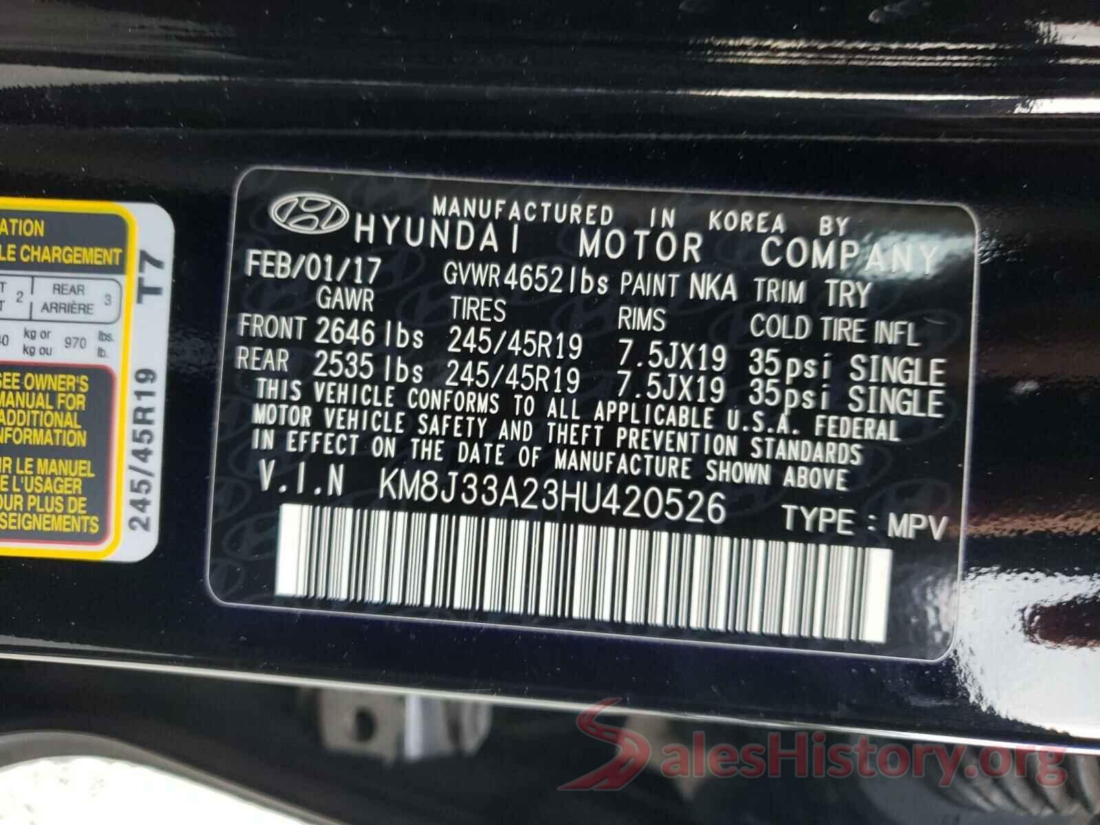 KM8J33A23HU420526 2017 HYUNDAI TUCSON