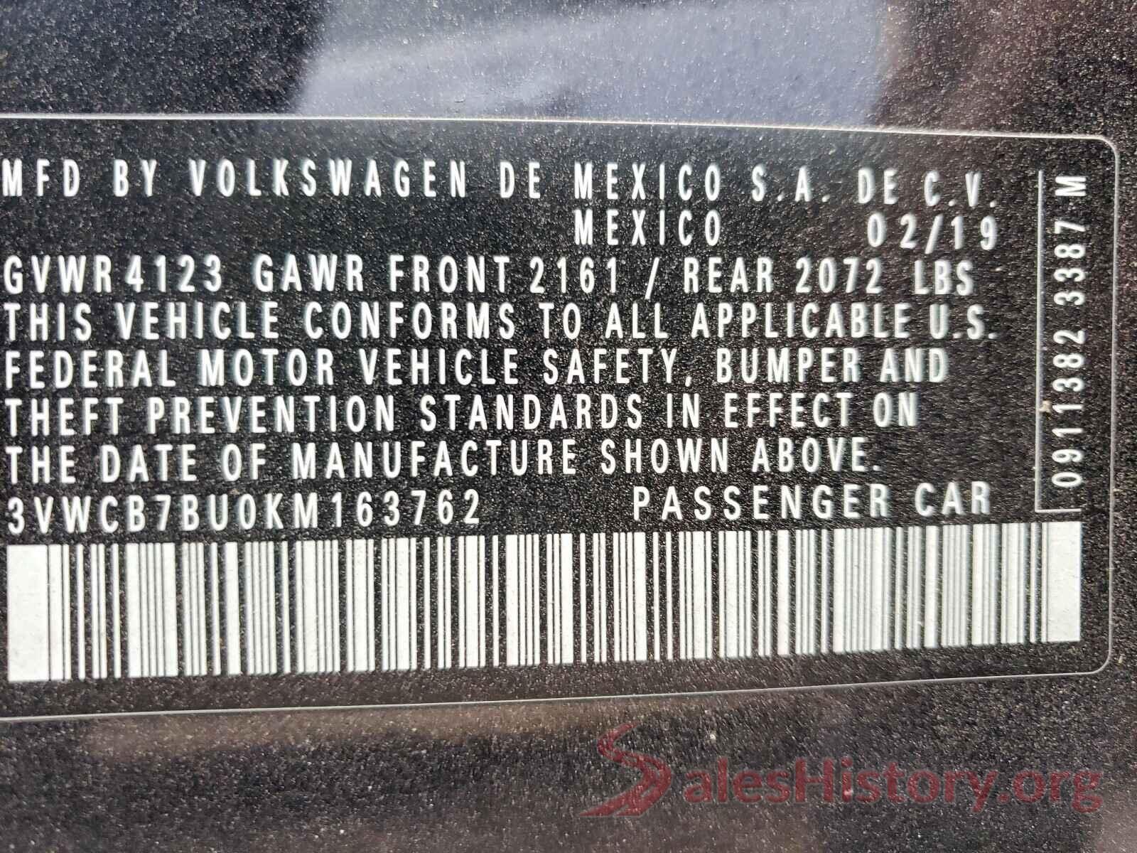 3VWCB7BU0KM163762 2019 VOLKSWAGEN JETTA