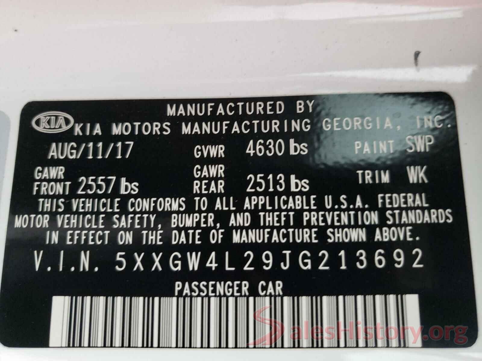 5XXGW4L29JG213692 2018 KIA OPTIMA