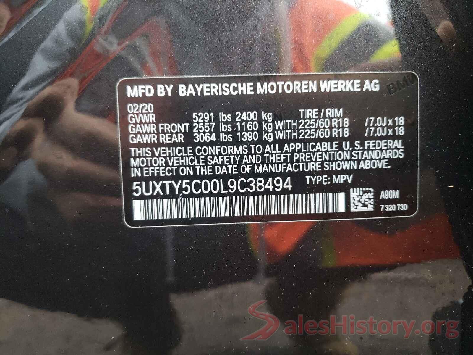 5UXTY5C00L9C38494 2020 BMW X3