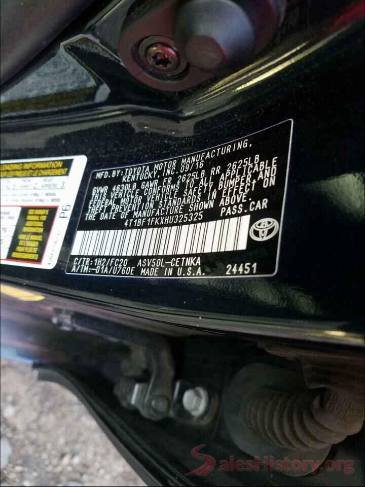 4T1BF1FKXHU325325 2017 TOYOTA CAMRY