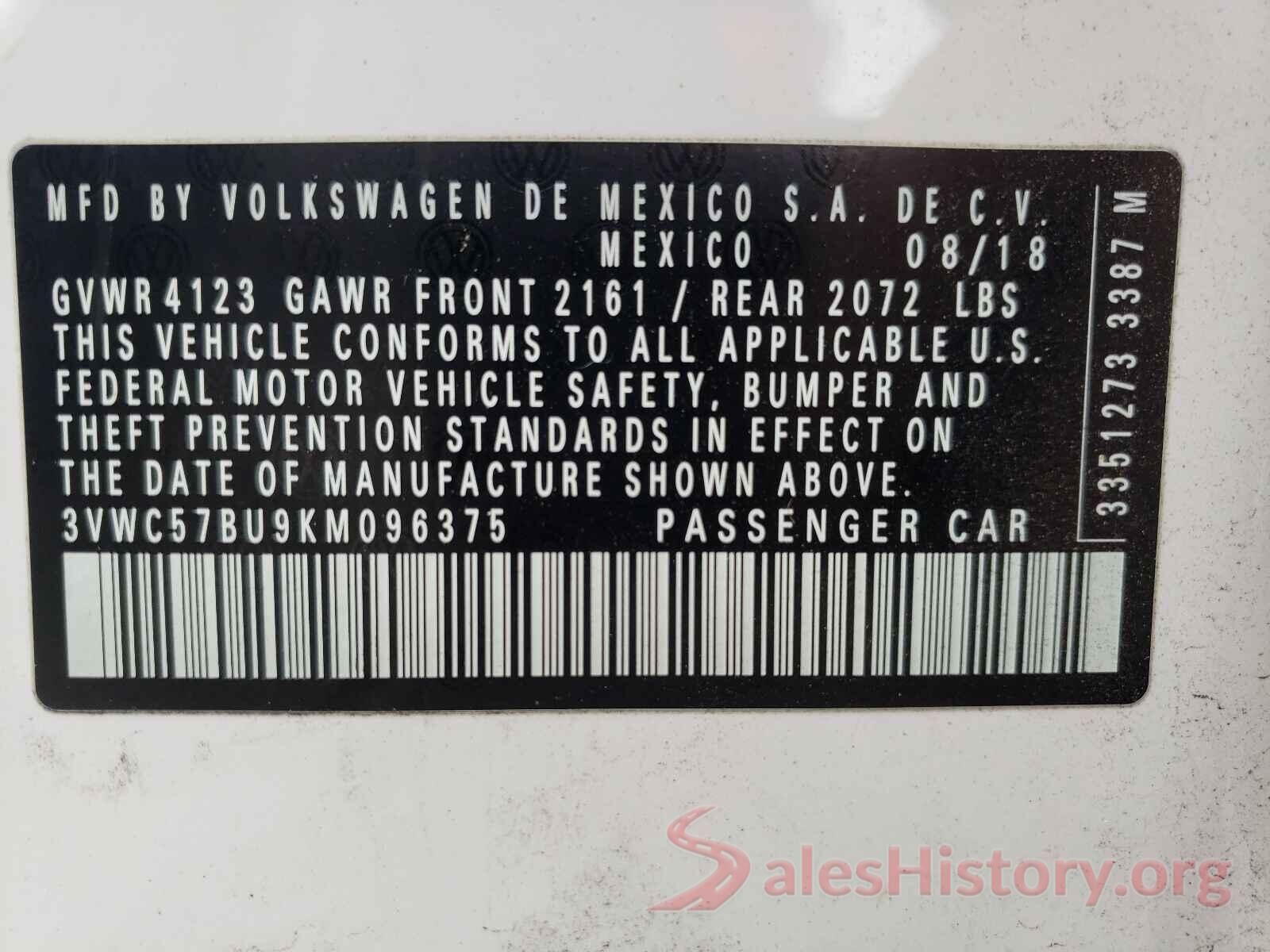 3VWC57BU9KM096375 2019 VOLKSWAGEN JETTA