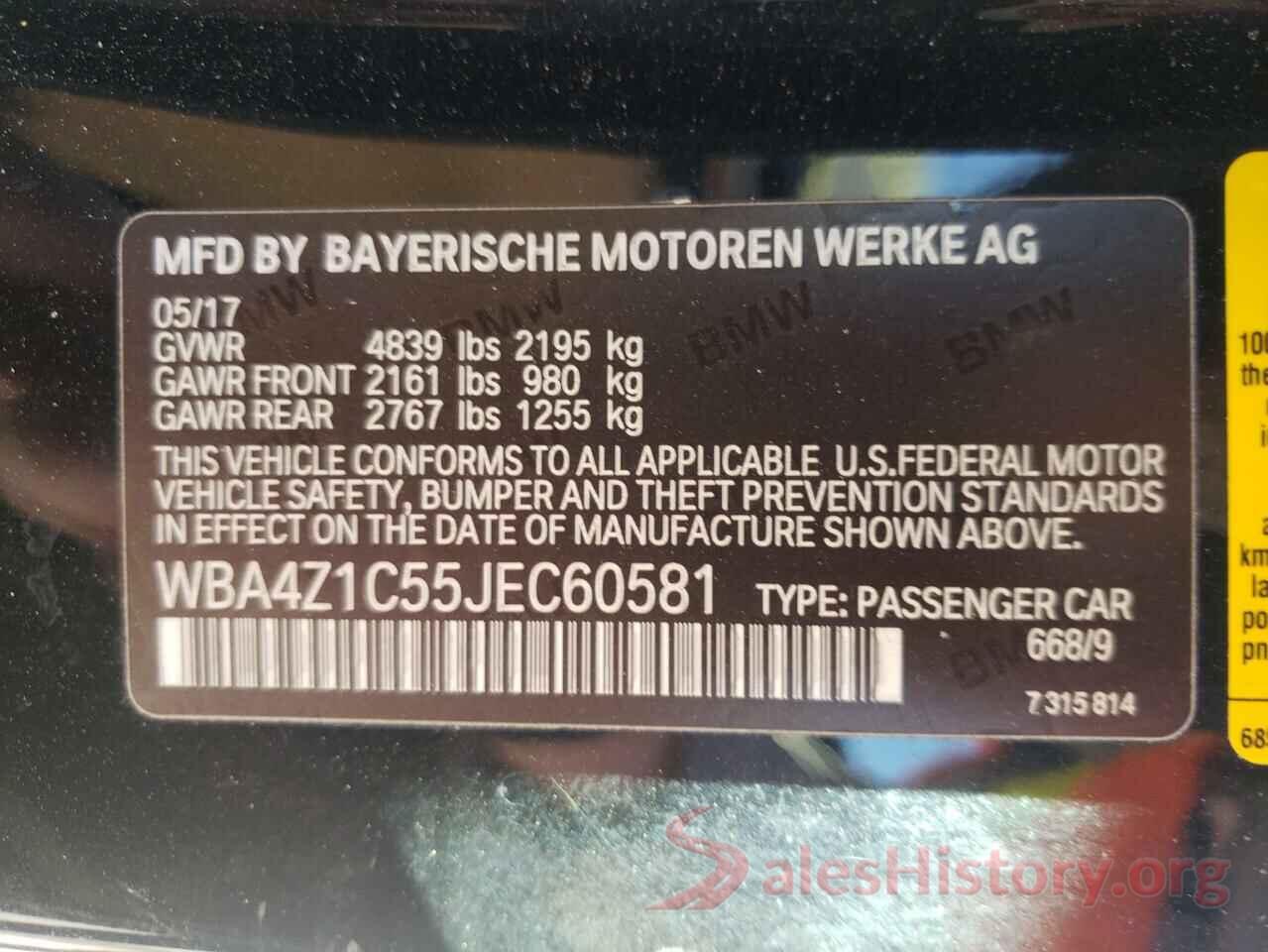 WBA4Z1C55JEC60581 2018 BMW 4 SERIES