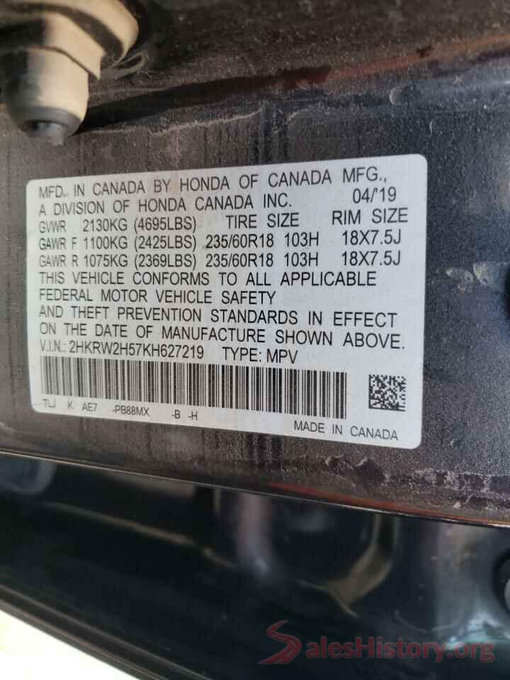 2HKRW2H57KH627219 2019 HONDA CRV