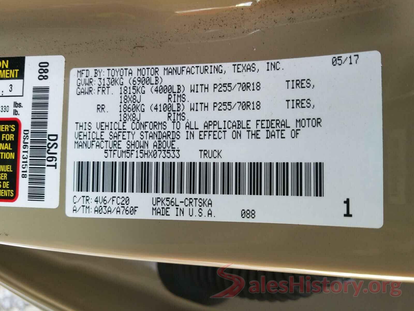 5TFUM5F15HX073533 2017 TOYOTA TUNDRA