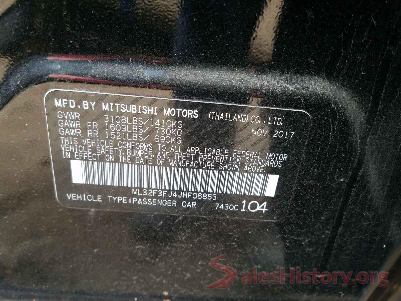 ML32F3FJ4JHF06853 2018 MITSUBISHI MIRAGE