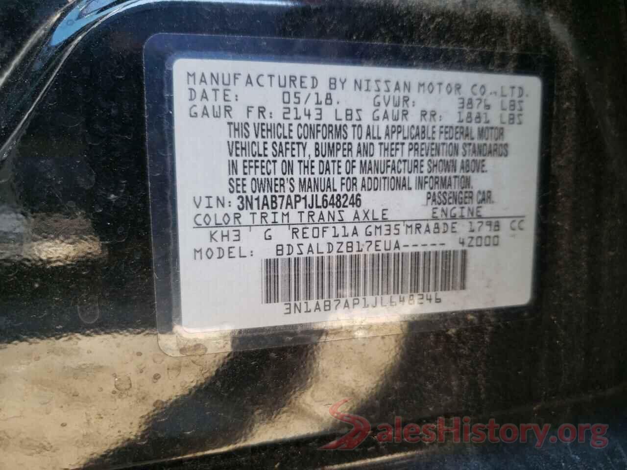 3N1AB7AP1JL648246 2018 NISSAN SENTRA