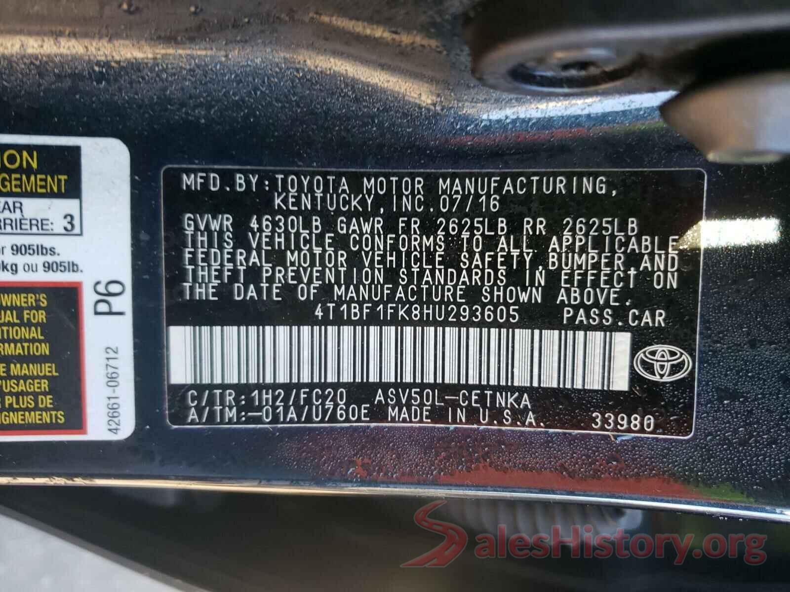 4T1BF1FK8HU293605 2017 TOYOTA CAMRY