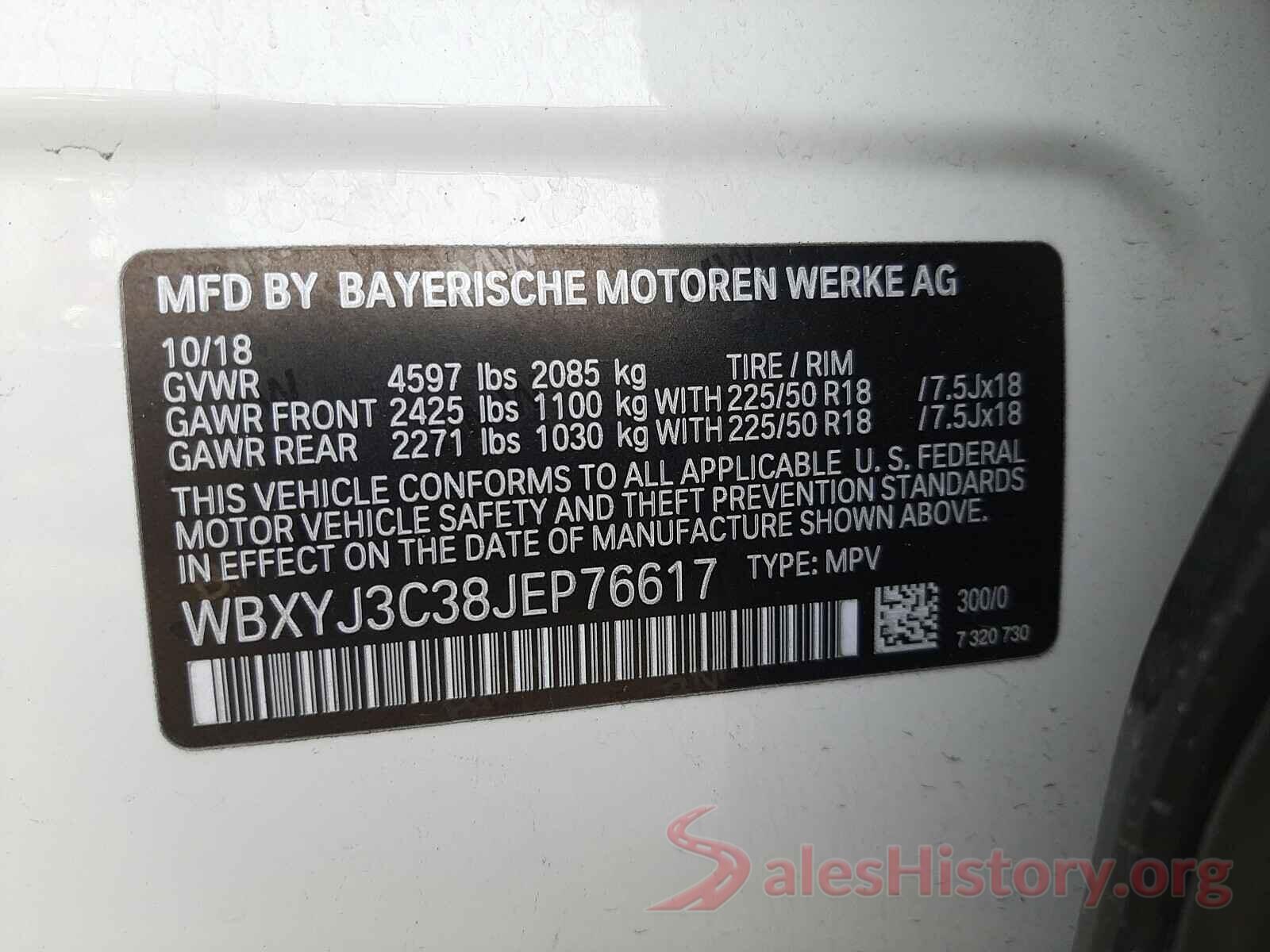 WBXYJ3C38JEP76617 2018 BMW X2