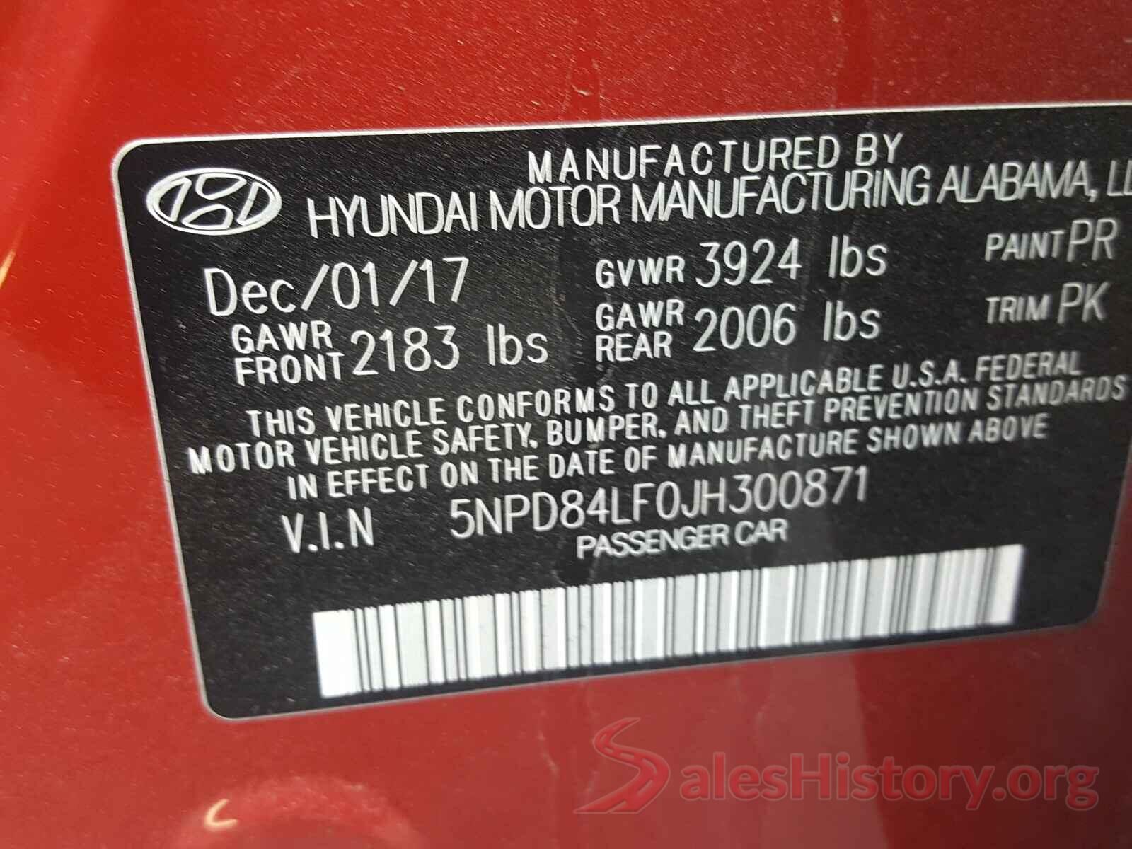 5NPD84LF0JH300871 2018 HYUNDAI ELANTRA