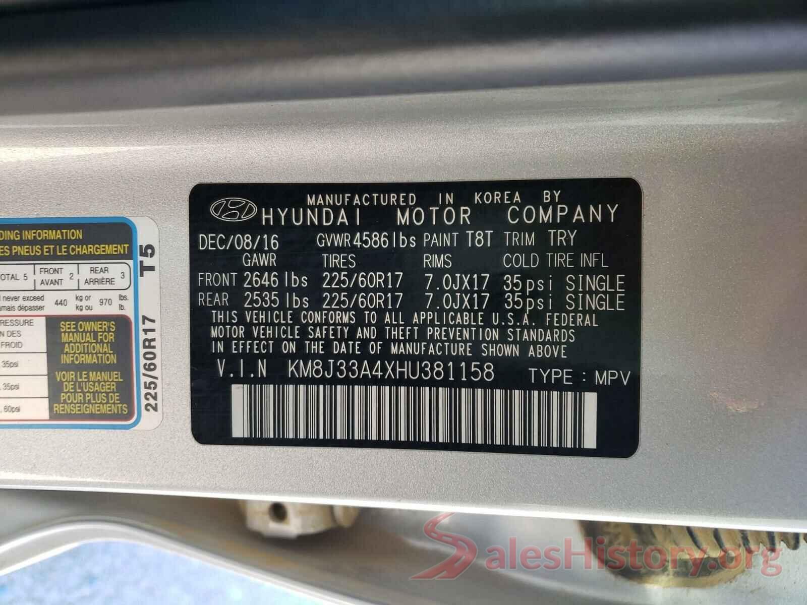 KM8J33A4XHU381158 2017 HYUNDAI TUCSON