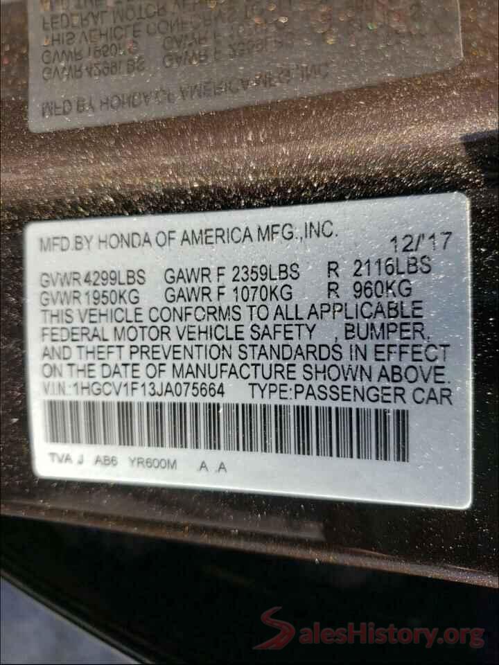 1HGCV1F13JA075664 2018 HONDA ACCORD